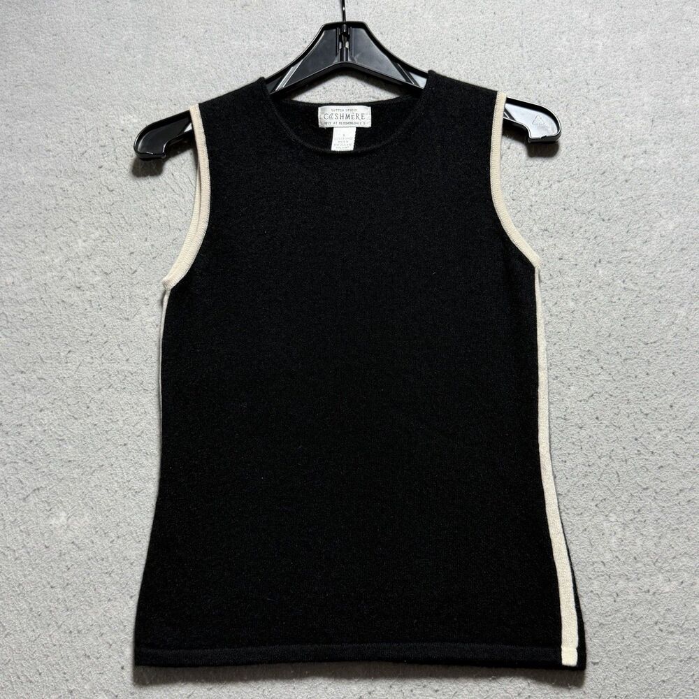 Sutton Studio 100% Cashmere Sweater Vest Women’s Size S Black Bloomingdale’s